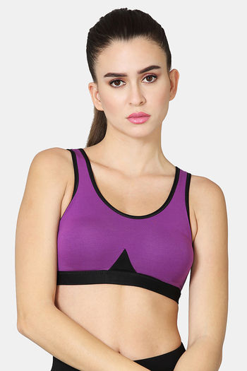 Buy Vstar Cotton Non Padded Sports Bra - Purpleglory Black